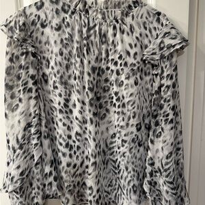 Ann Taylor Black and White Animal Print Blouse